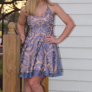 Beautiful blue/tan homecoming dress!